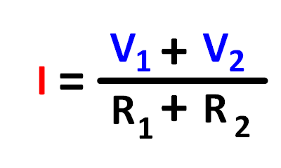 Spannungsteiler Formel für den Strom, der aus Rges und beiden Ausgangsspannungen berechnet wird 