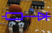 Picture of a resistor combined with a serial diode